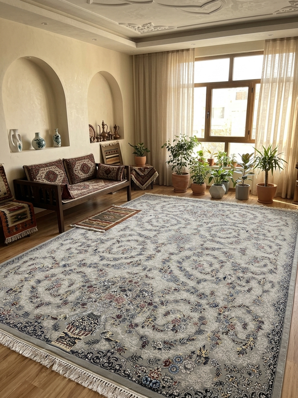 فرش ۷۰۰ شانه آکریلیک تراکم ۲۵۵۰ نقشه پروا فیلی