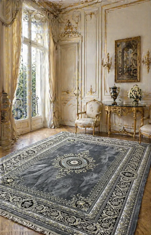 فرش ۷۰۰ شانه آکریلیک تراکم ۲۵۵۰ نقشه ورساچ دودی
