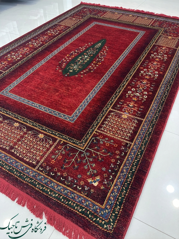 فرش ۷۰۰ شانه آکریلیک تراکم ۲۵۵۰ نقشه سرو لاکی