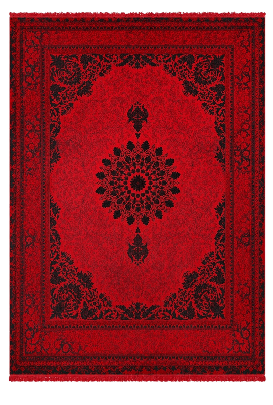 فرش ۷۰۰ شانه آکریلیک تراکم ۲۵۵۰ نقشه خورشید لاکی ذغالی