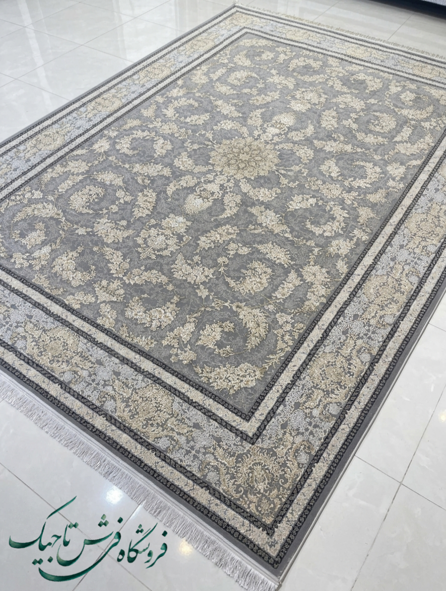 فرش ۱۲۰۰ شانه آکریلیک تراکم ۳۶۰۰ نقشه تمنا طلاکوب