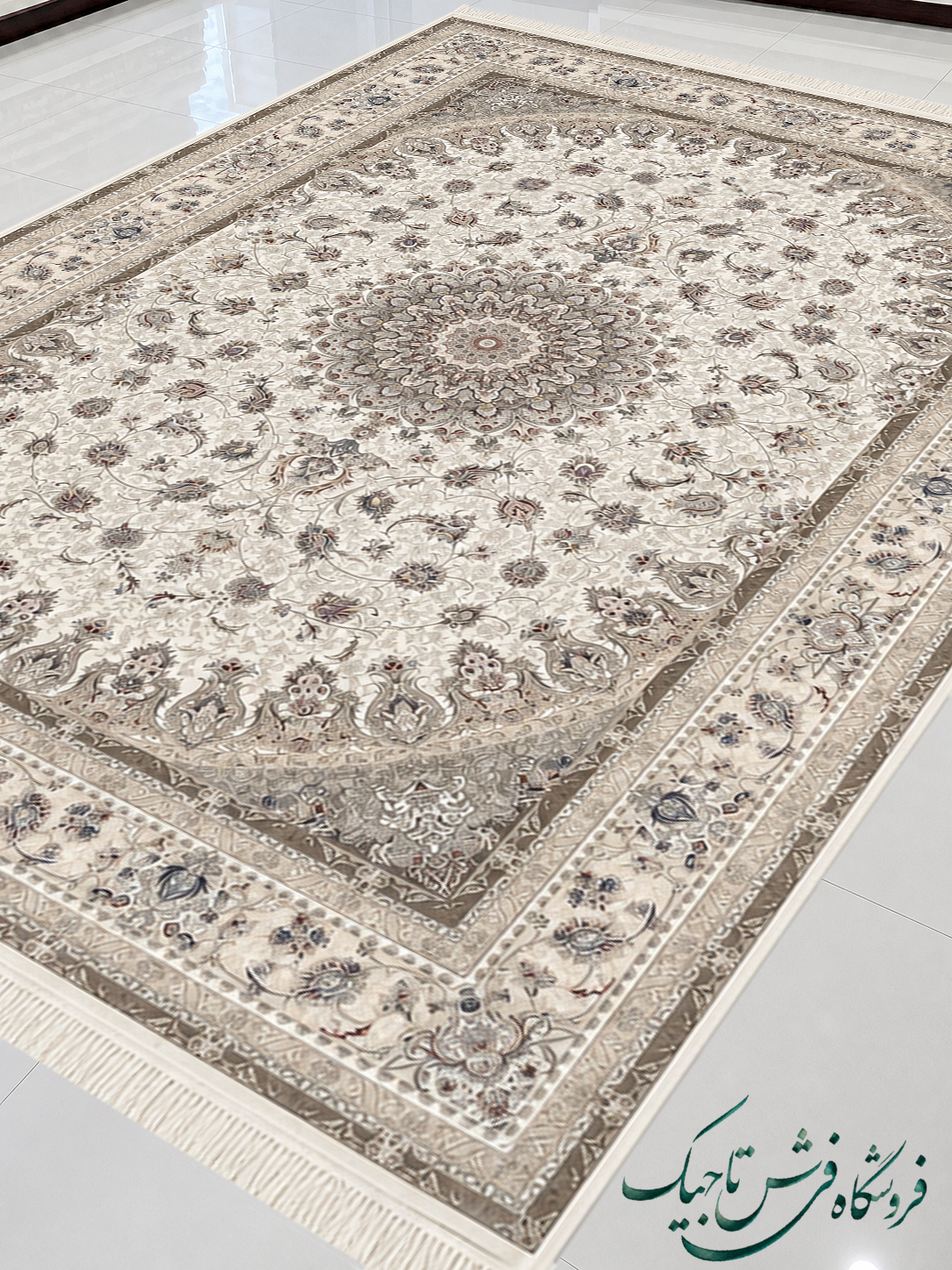 فرش ۱۲۰۰ شانه آکریلیک تراکم ۳۶۰۰ نقشه نائین کرم