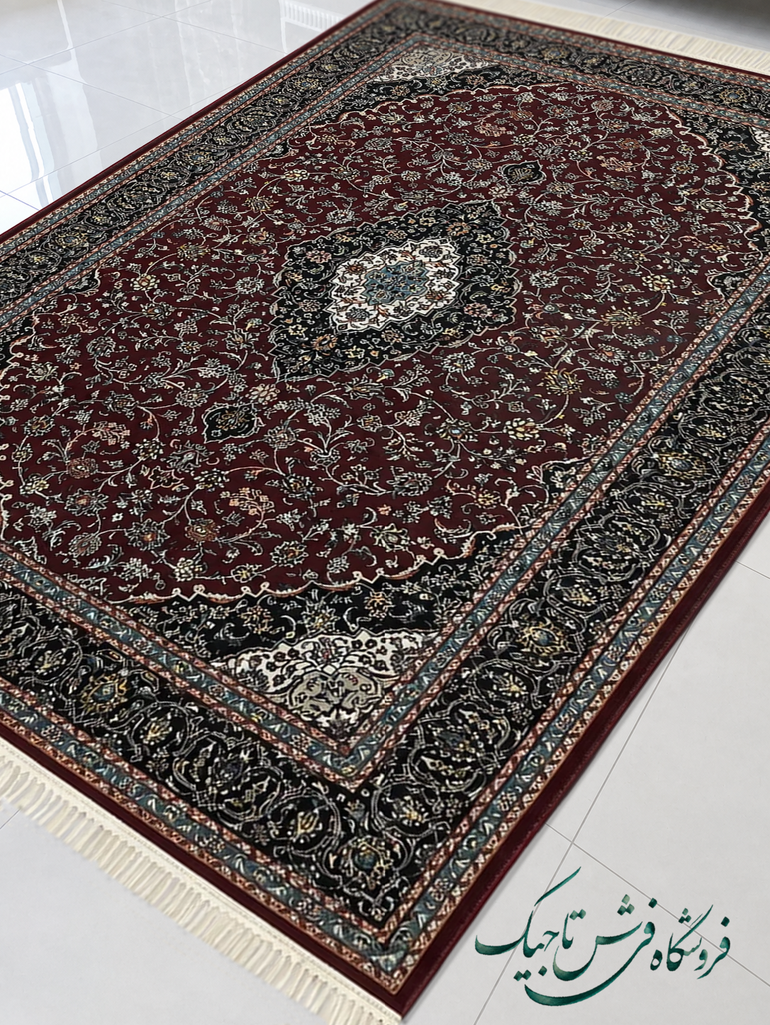 فرش ۷۰۰ شانه آکریلیک تراکم ۲۵۵۰ نقشه کاشان لاکی