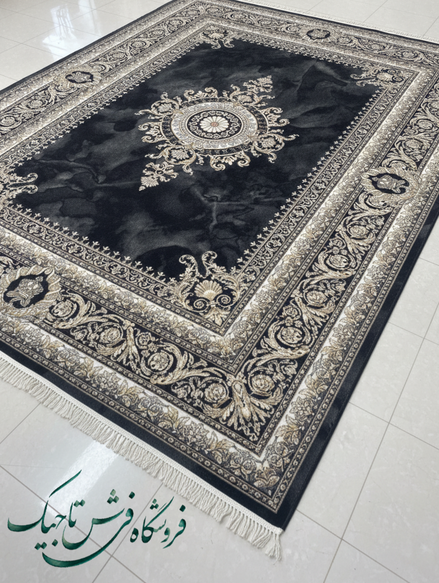فرش ۷۰۰ شانه آکریلیک تراکم ۲۵۵۰ نقشه ورساچ ذغالی