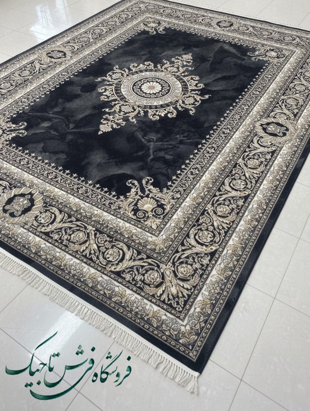 فرش ۷۰۰ شانه آکریلیک تراکم ۲۵۵۰ نقشه ورساچ ذغالی