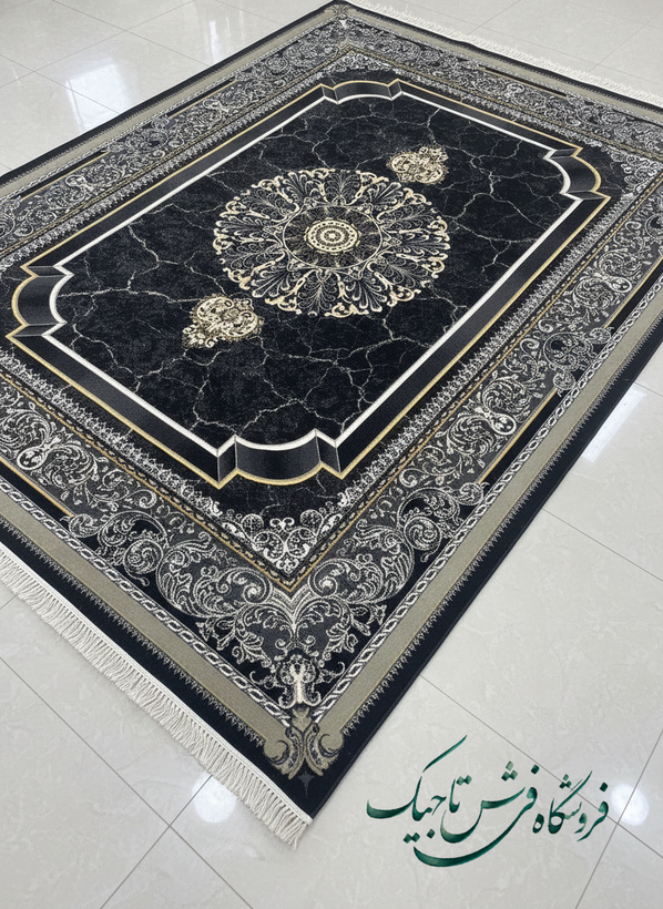 فرش ۷۰۰ شانه آکریلیک تراکم ۲۵۵۰ نقشه موج ذغالی