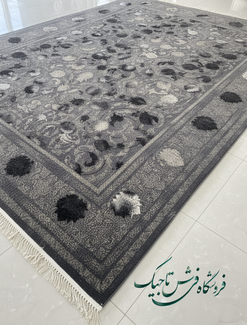 فرش ۷۰۰ شانه آکریلیک تراکم ۲۵۵۰ نقشه  سیلورینگ وینتج