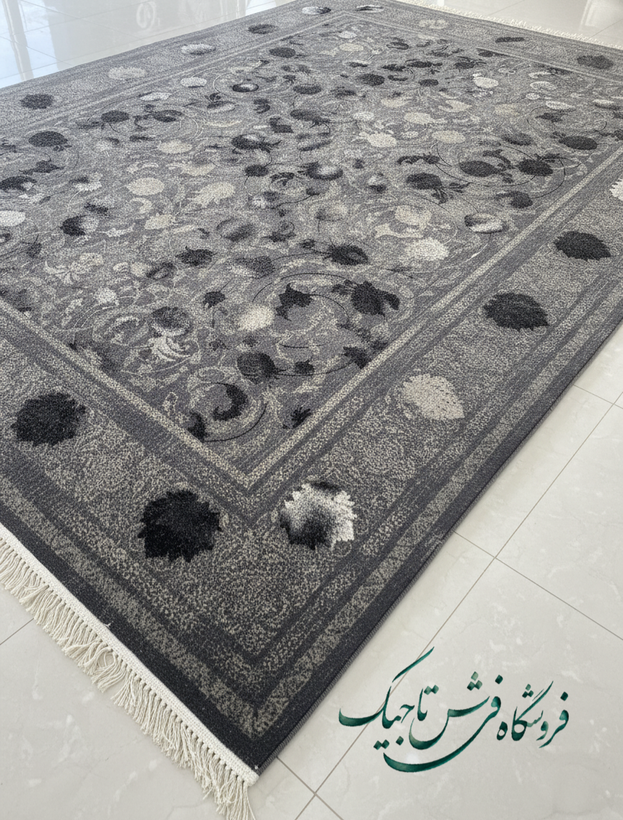 فرش ۷۰۰ شانه آکریلیک تراکم ۲۵۵۰ نقشه سیلورینگ وینتج