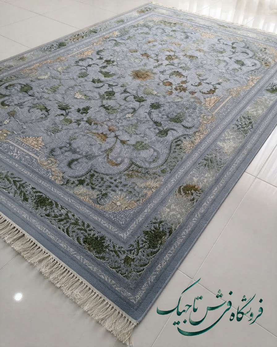 فرش ۷۰۰ شانه آکریلیک تراکم ۲۵۵۰ نقشه الیزه وینتج  نقره ای
