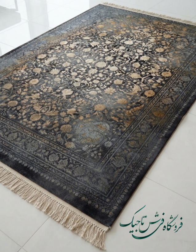 فرش ۷۰۰ شانه آکریلیک تراکم ۲۵۵۰ نقشه فلورانس کهربایی