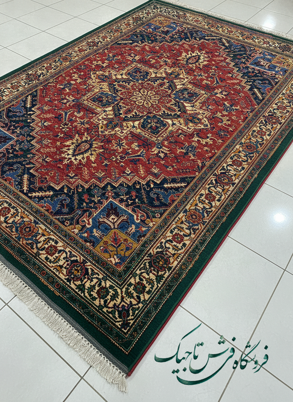 فرش ۷۰۰ شانه آکریلیک نقشه هریس لاکی سبز